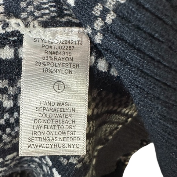 Cyrus Women’s Sweater Large Blue Striped Knit Long Sleeve Mock Neck Pullover - Picture 5 of 8